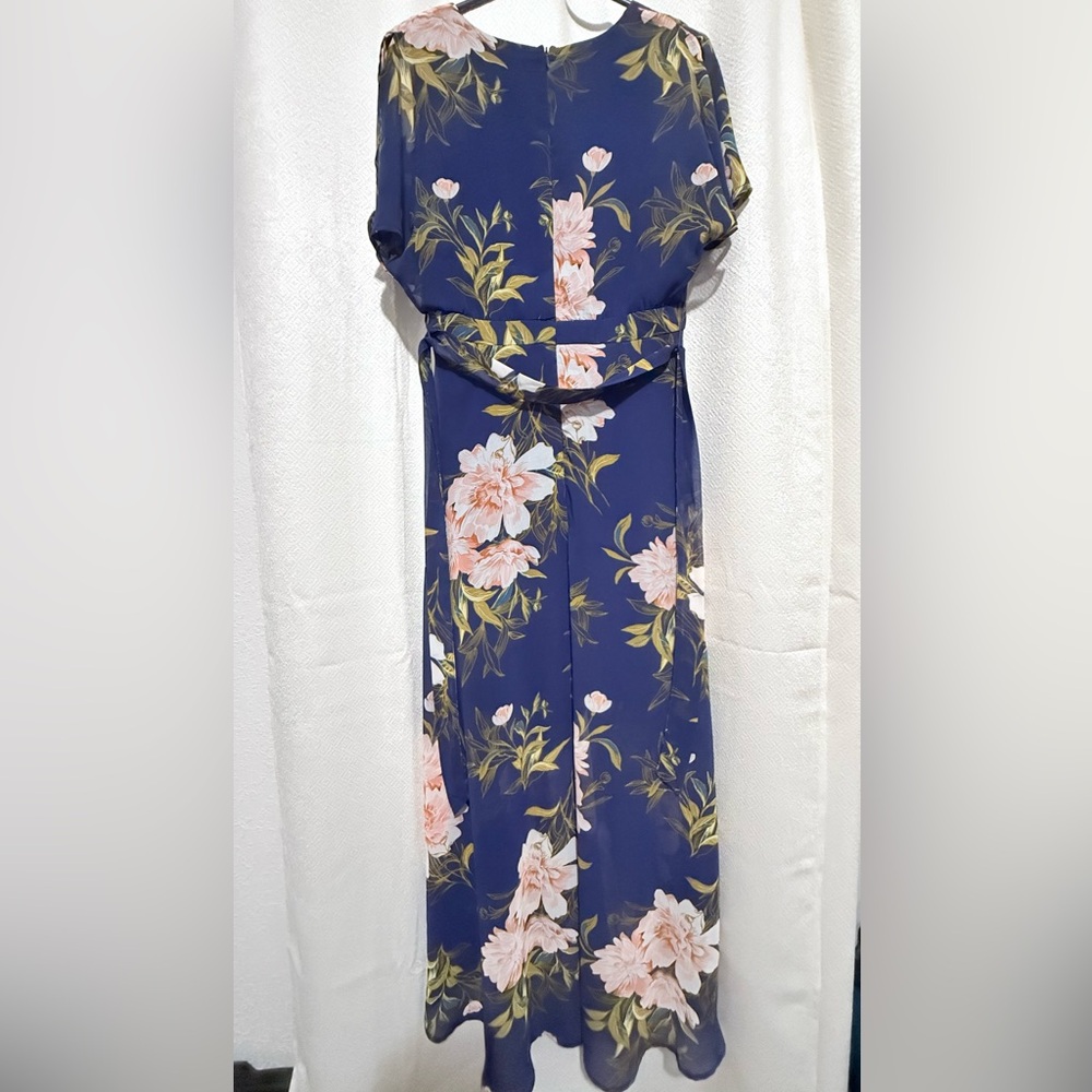 Luxology Blue and Pink Off-the-Shoulder Maxi Sundress
